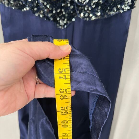 Badgley Mischka Navy Sequin Jumpsuit Womens 6 Formal Gala Evening - Picture 8 of 10